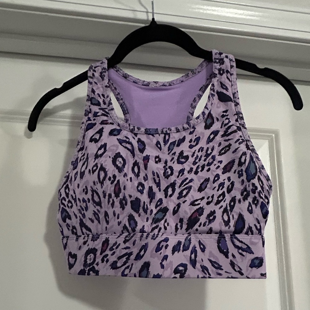 Source Unknown Purple Leopard Print Crop Top